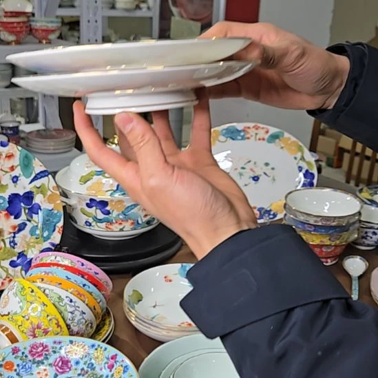 瓷片微瑕荷塘8寸2个浅盘6666666