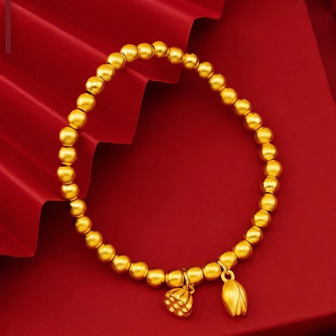 【孟加拉赤金】新款【俩世欢莲蓬手链】女士气质时尚百搭