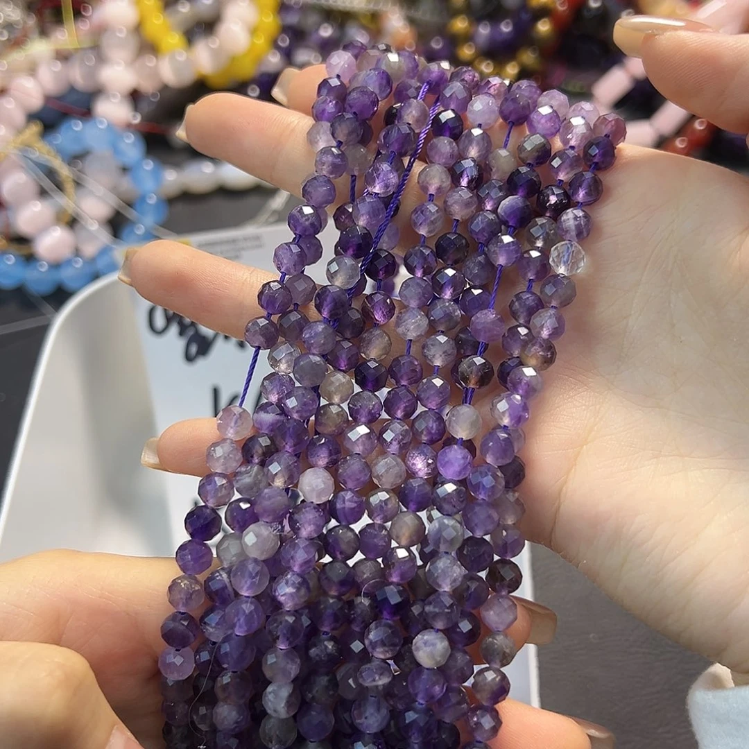 玛瑙/玉髓合金珠宝半成品紫水切卡6一条