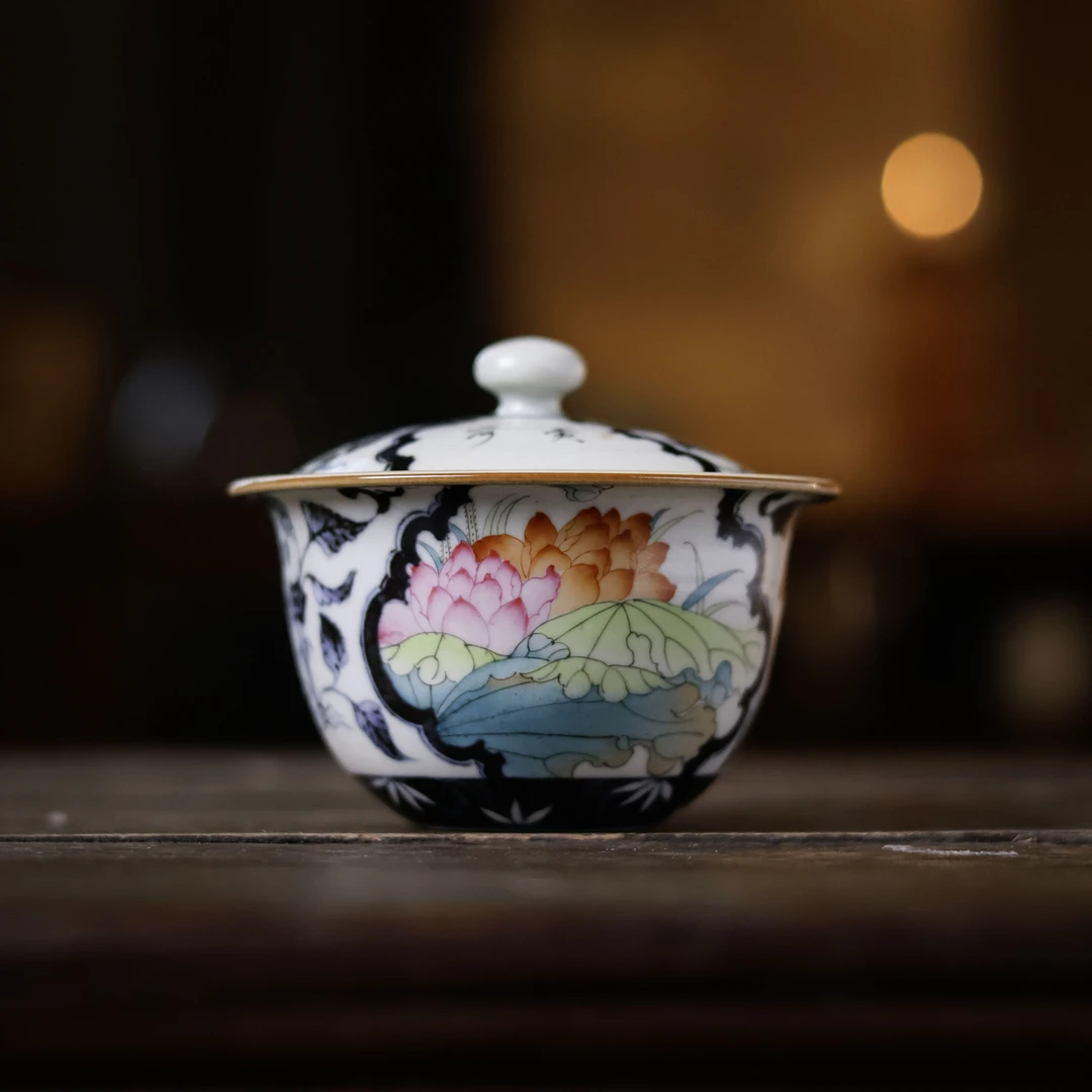 【小田甄陶】赏荷-霖溪山房-盖碗-110cc（霖溪0090）