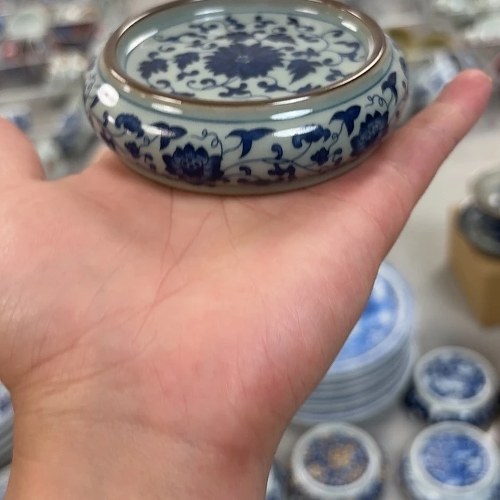 瓷片陶泥青花缠枝莲杯垫