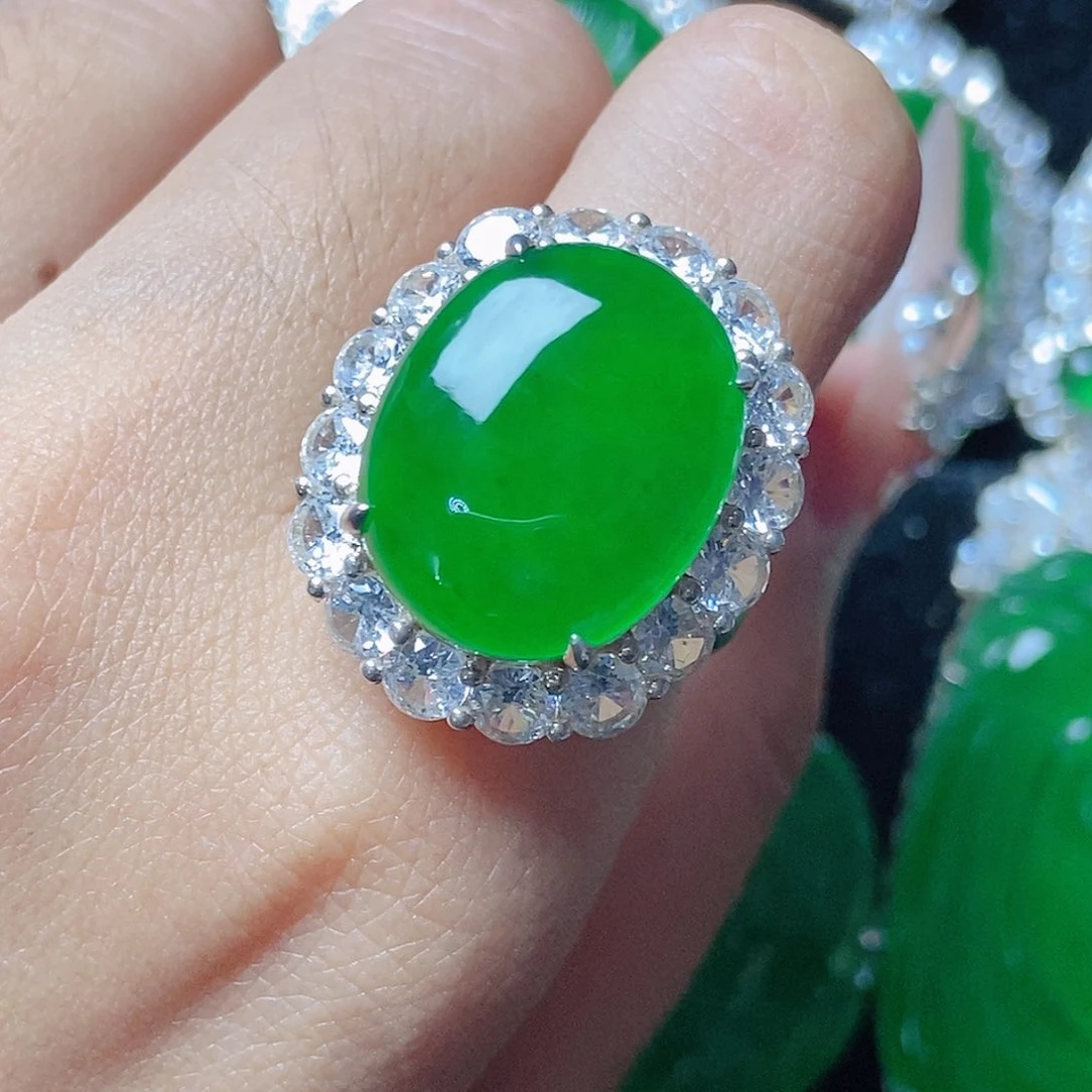 银S925镶嵌戒指翡翠