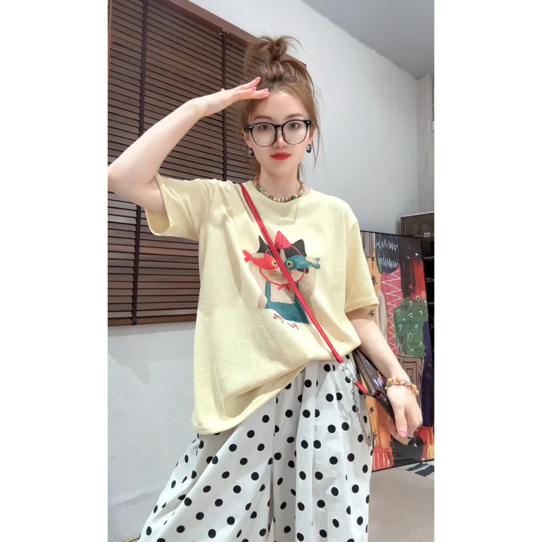 【Z.D.C】爱吃鱼的猫·短袖T恤/百搭宽松韩版