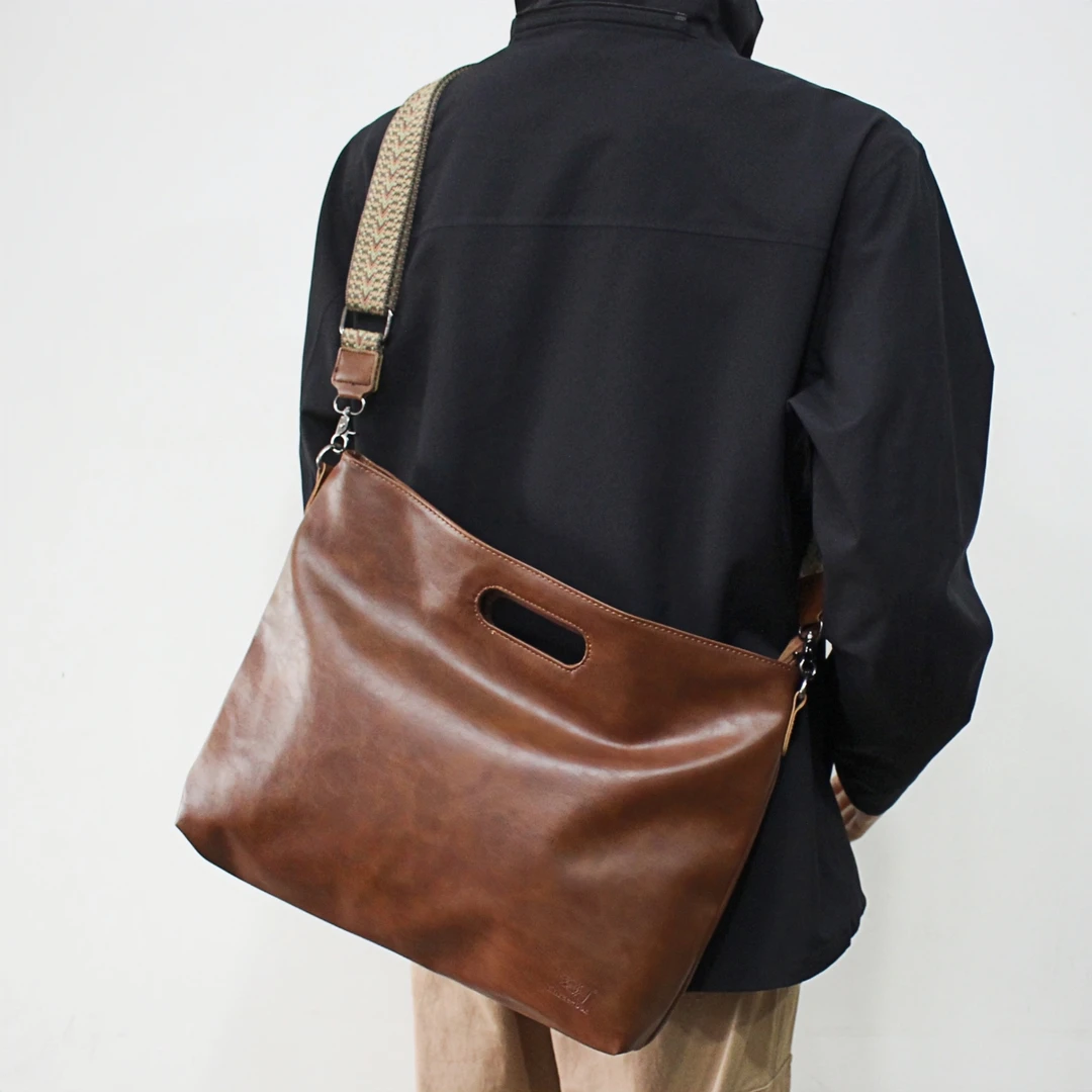 threebox简约软皮男女包托特包男士大容量斜挎包纯色通勤包手提包