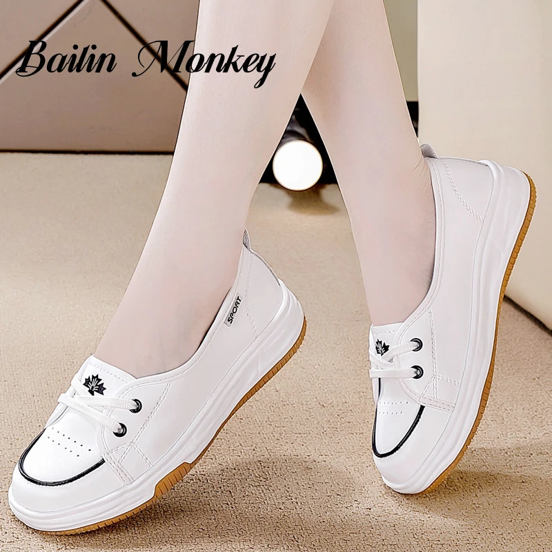 品牌浅口小白鞋女鞋2025新款百搭秋季平底舒适透气软底一脚蹬单鞋