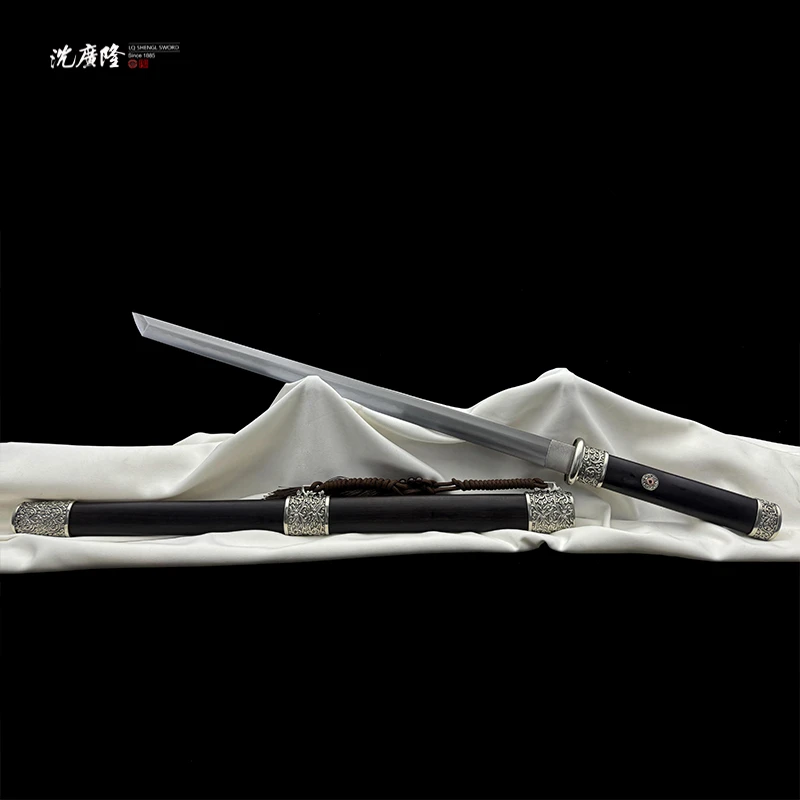 龙泉沈广隆-寒月唐刀 七枚合 黑檀木白铜唐横刀 未开刃