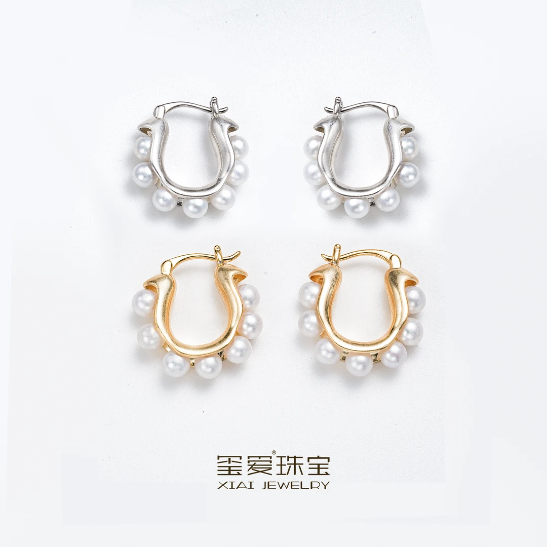 【玺爱门门】MM-31263-1/2 淡水珍珠设计耳环3.5-4.5mm（多样性发一）