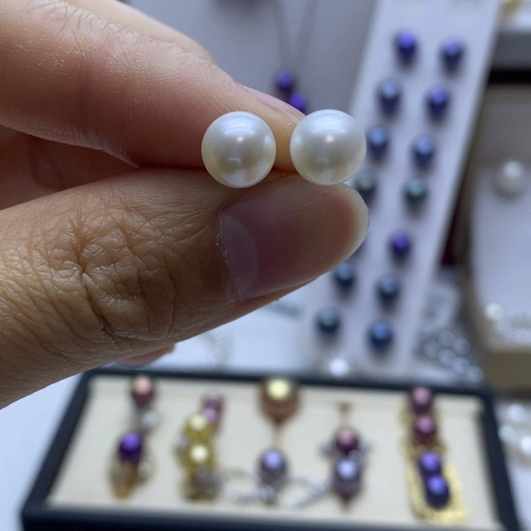 银S925镶嵌耳饰淡水珍珠