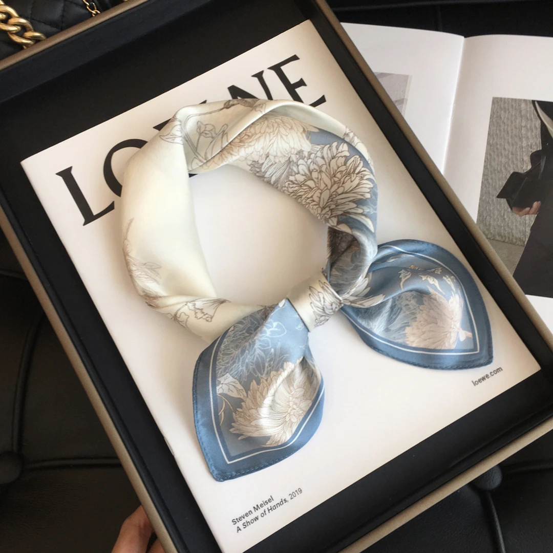 RGNAT小方巾女百搭真丝丝巾100%桑蚕丝装饰围巾小领巾送礼送长辈