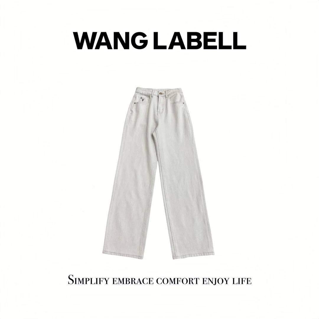 【王斌家】 |  早春V标月光灰直筒牛仔裤 高腰显瘦百搭水洗