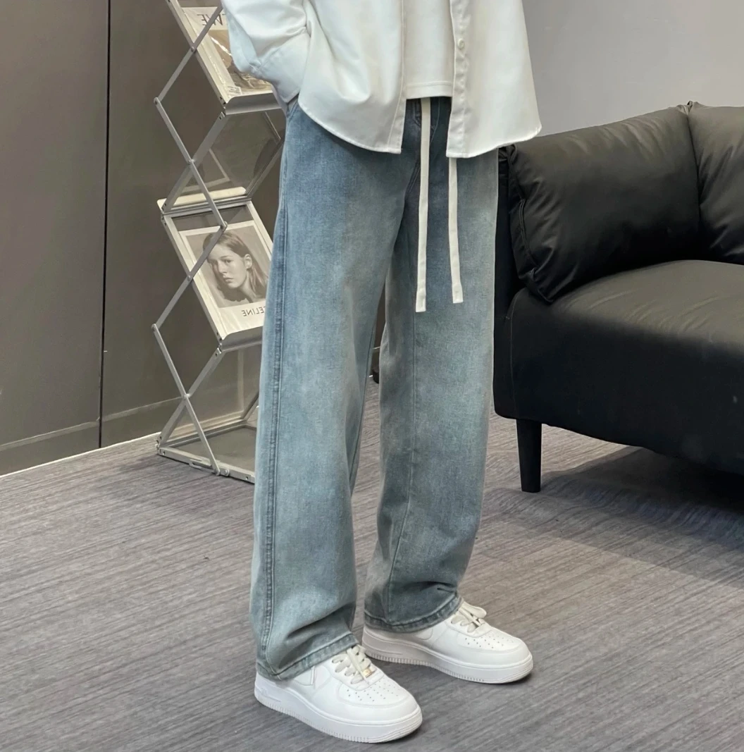 美式高街复古水洗直筒牛仔裤男女宽松休闲百搭新款ins日系潮牌