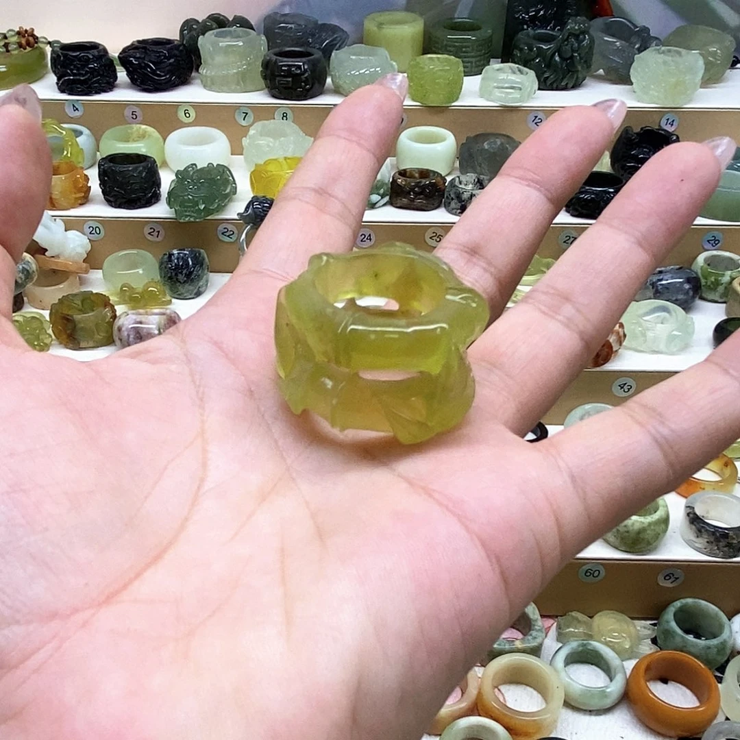 金***光未镶嵌岫玉天然玉石戒指