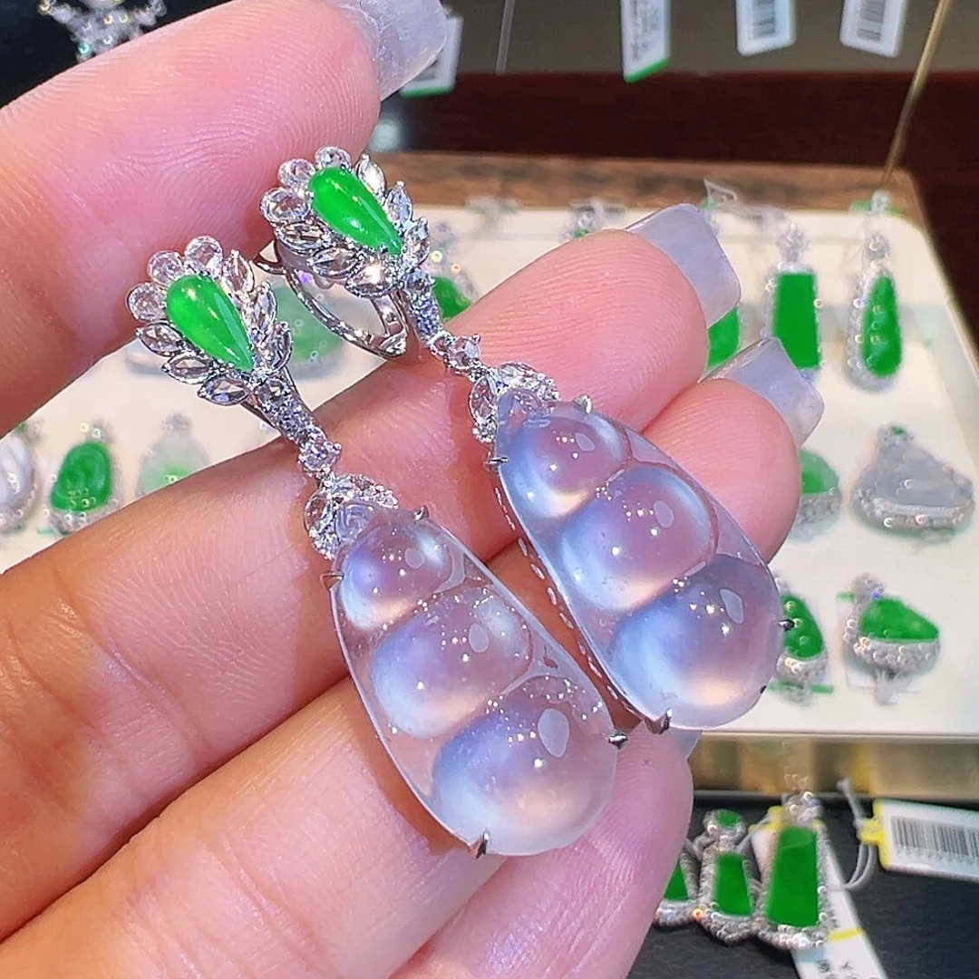 18K金镶嵌翡翠耳饰