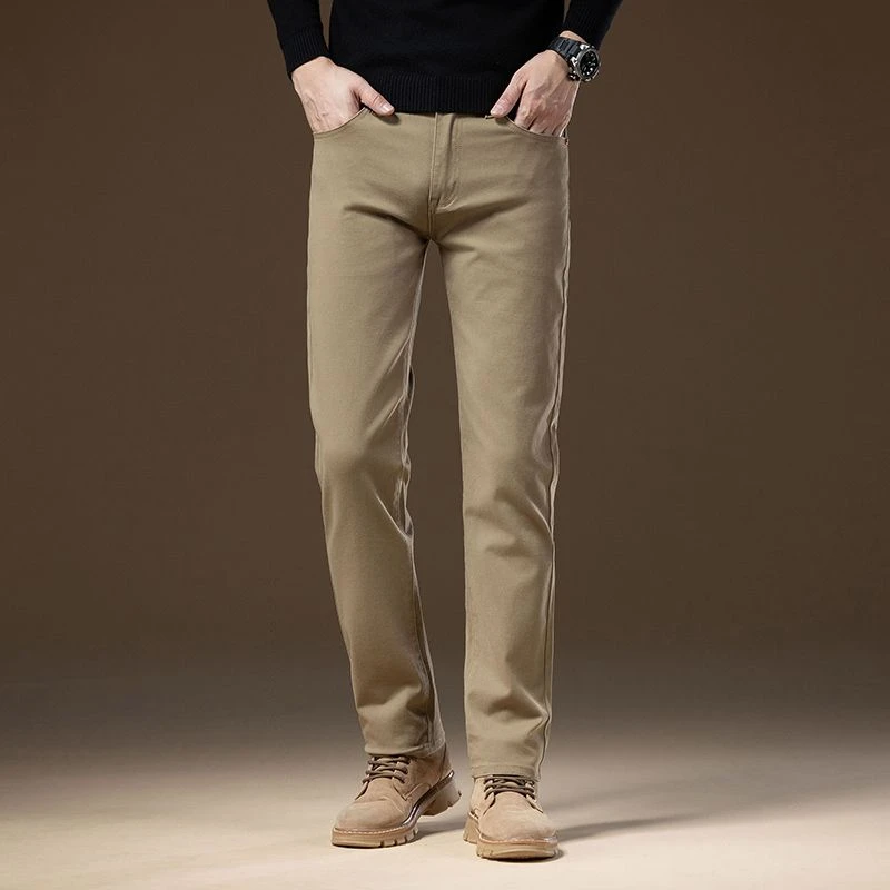 泰维肯戈新款显高纯棉透气宽松直筒休闲裤男弹力商务通勤西装裤子