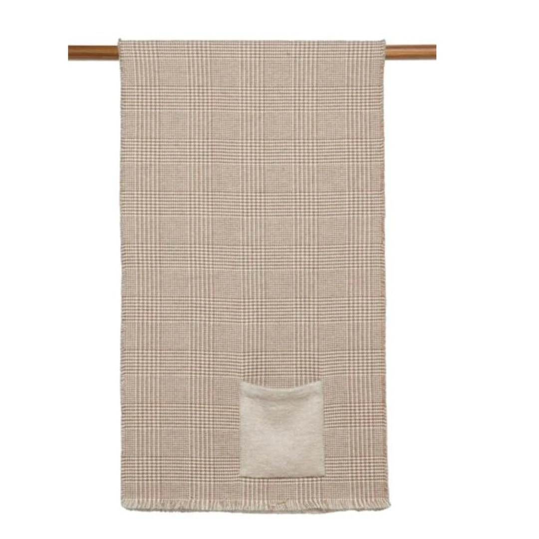 ALONPI 87%羊绒13%桑蚕丝意大利丝绒亲王格花型披肩55X190CM