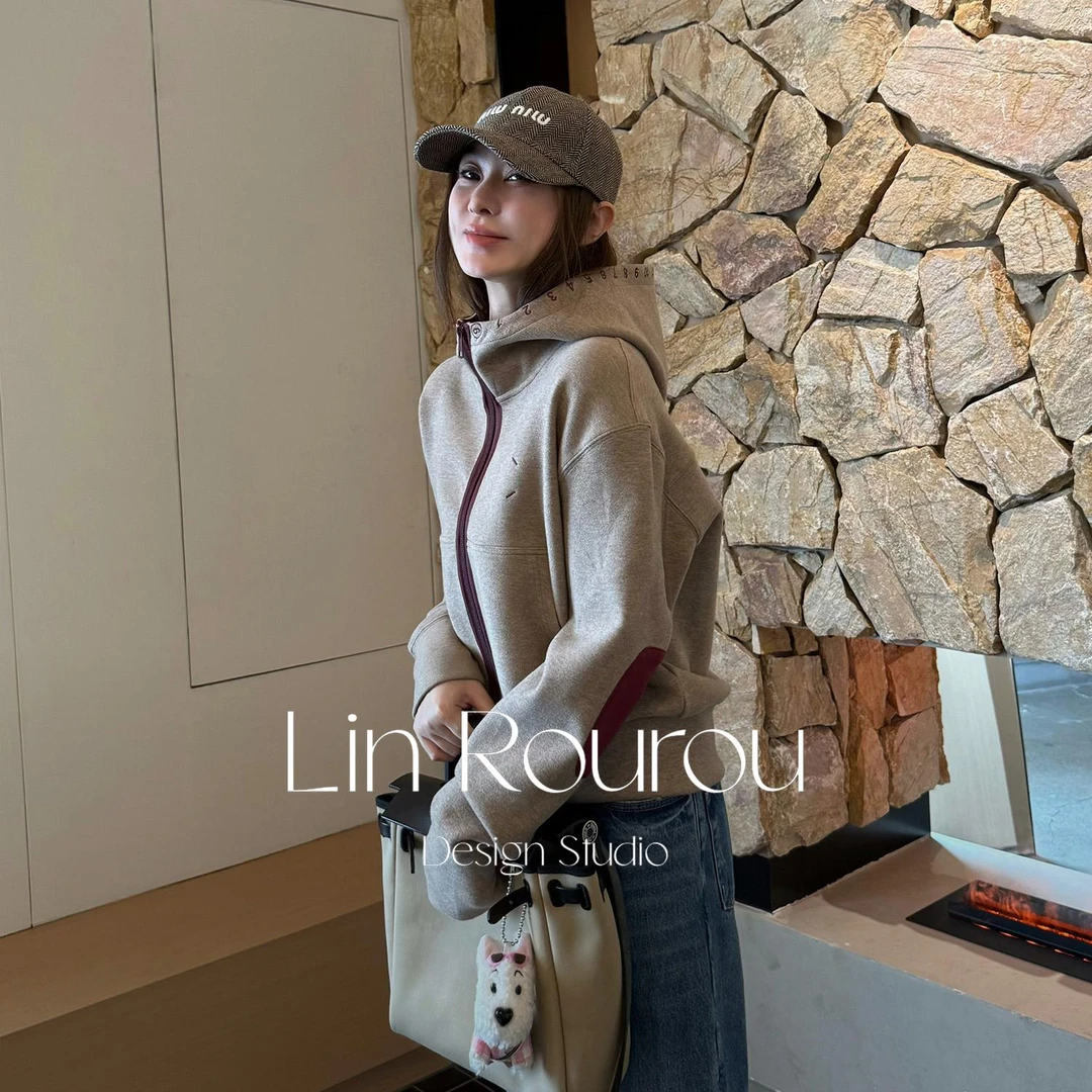 【数字绣连帽外套】ZYWT59439秋冬撞色显瘦舒适休闲户外百搭外套