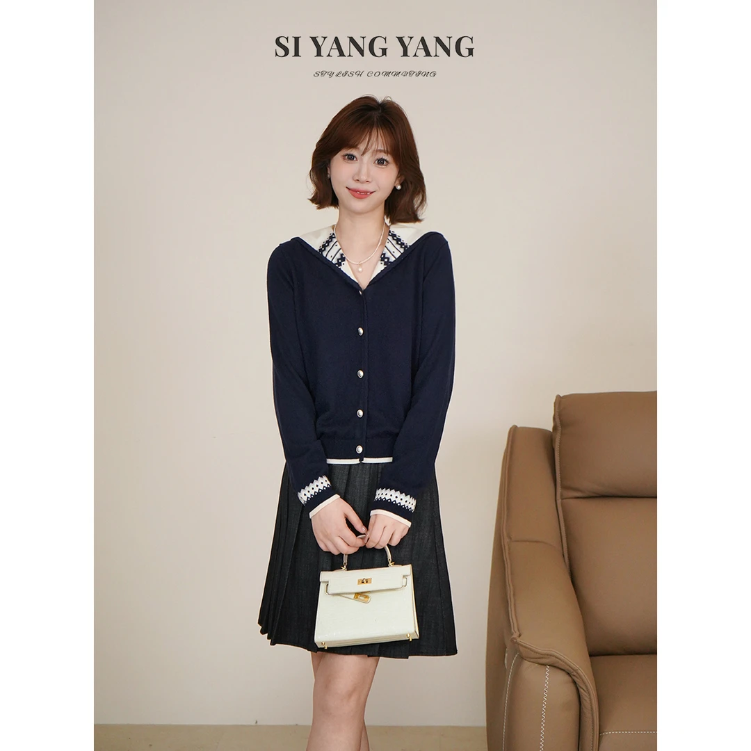 斯洋洋SIYANG羊毛海军领设计通勤百搭舒适毛衣MY508C059SYY