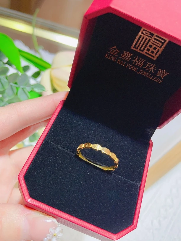 足金999菱形实心指环戒指简约素款环戒精致时尚百搭