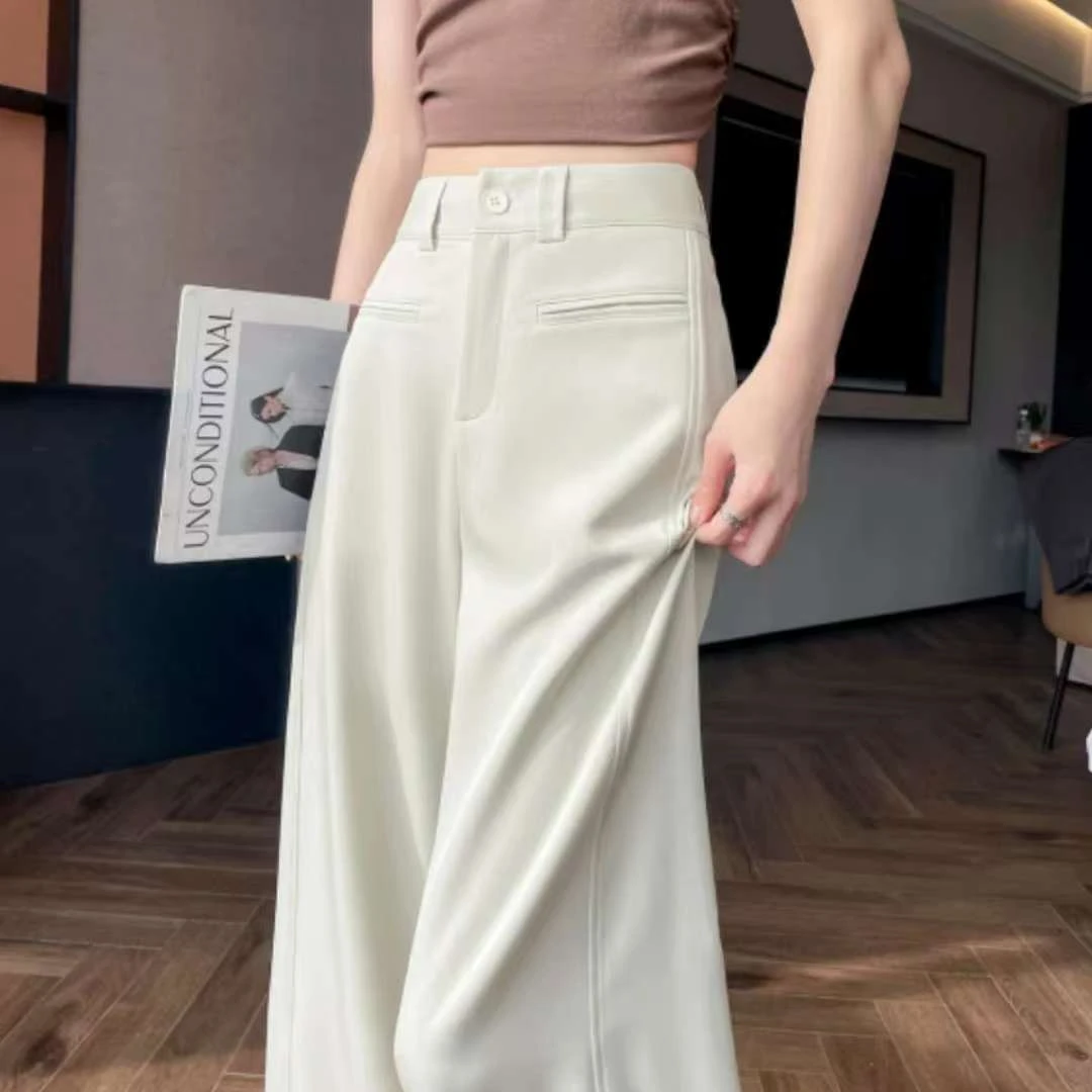 （运费补贴）新款弯刀西装裤女高腰垂感窄版阔腿裤西裤女宽松垂坠
