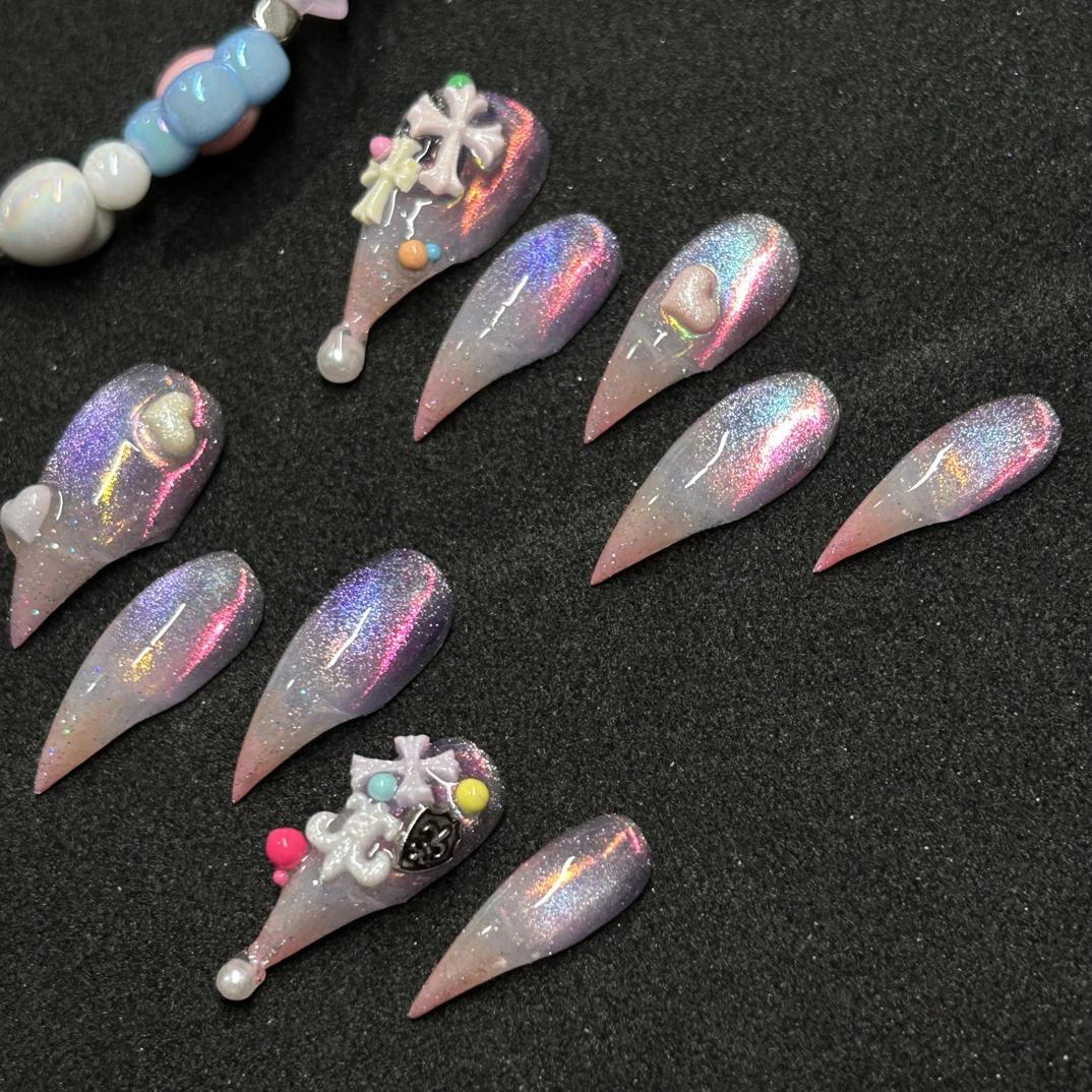 【城堡里的人鱼公主】极光渐变人鱼姬梦幻甜美猫爪穿戴甲