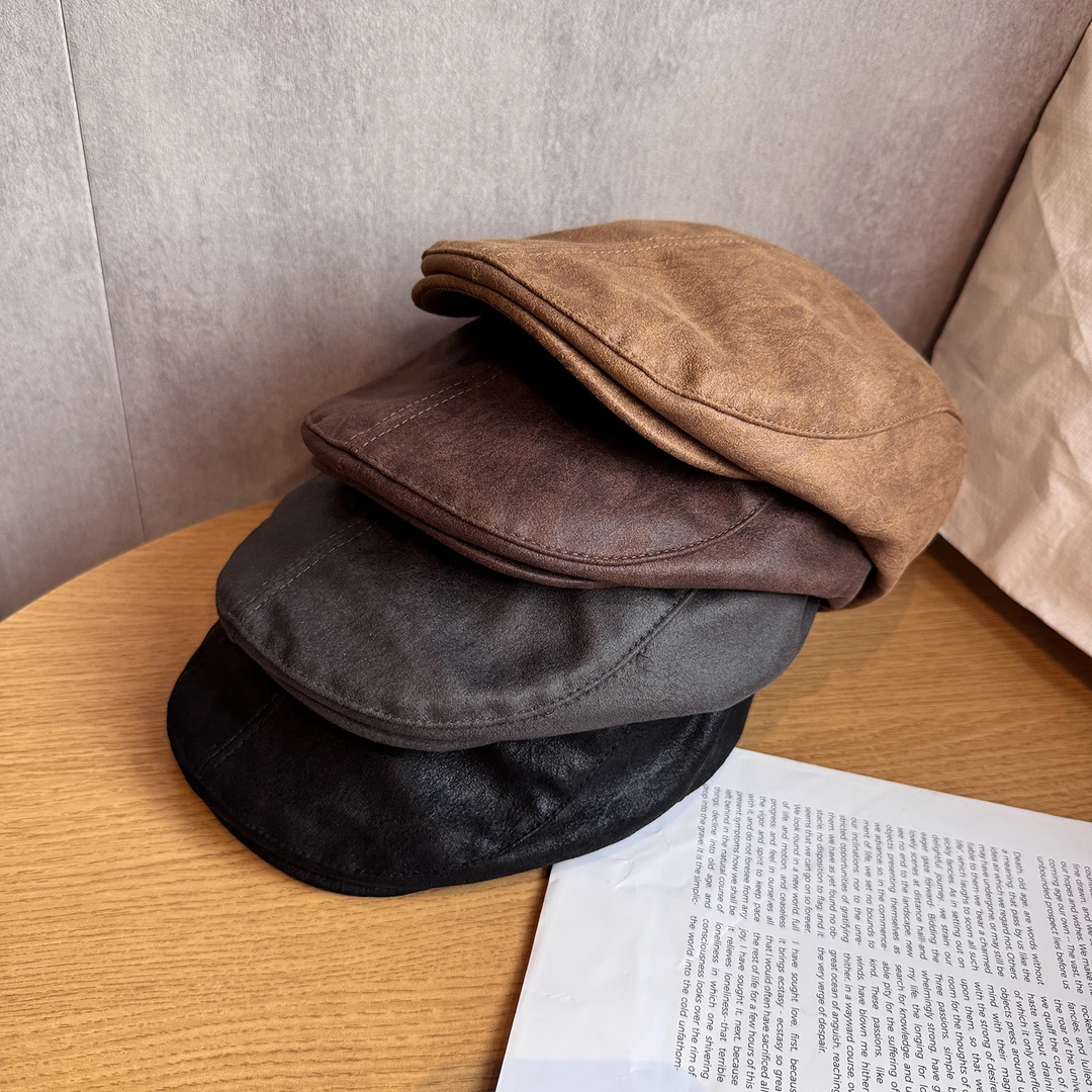 美式复古麂皮绒反戴前进帽女夏季百搭辣妹个性小众显脸小贝雷帽子