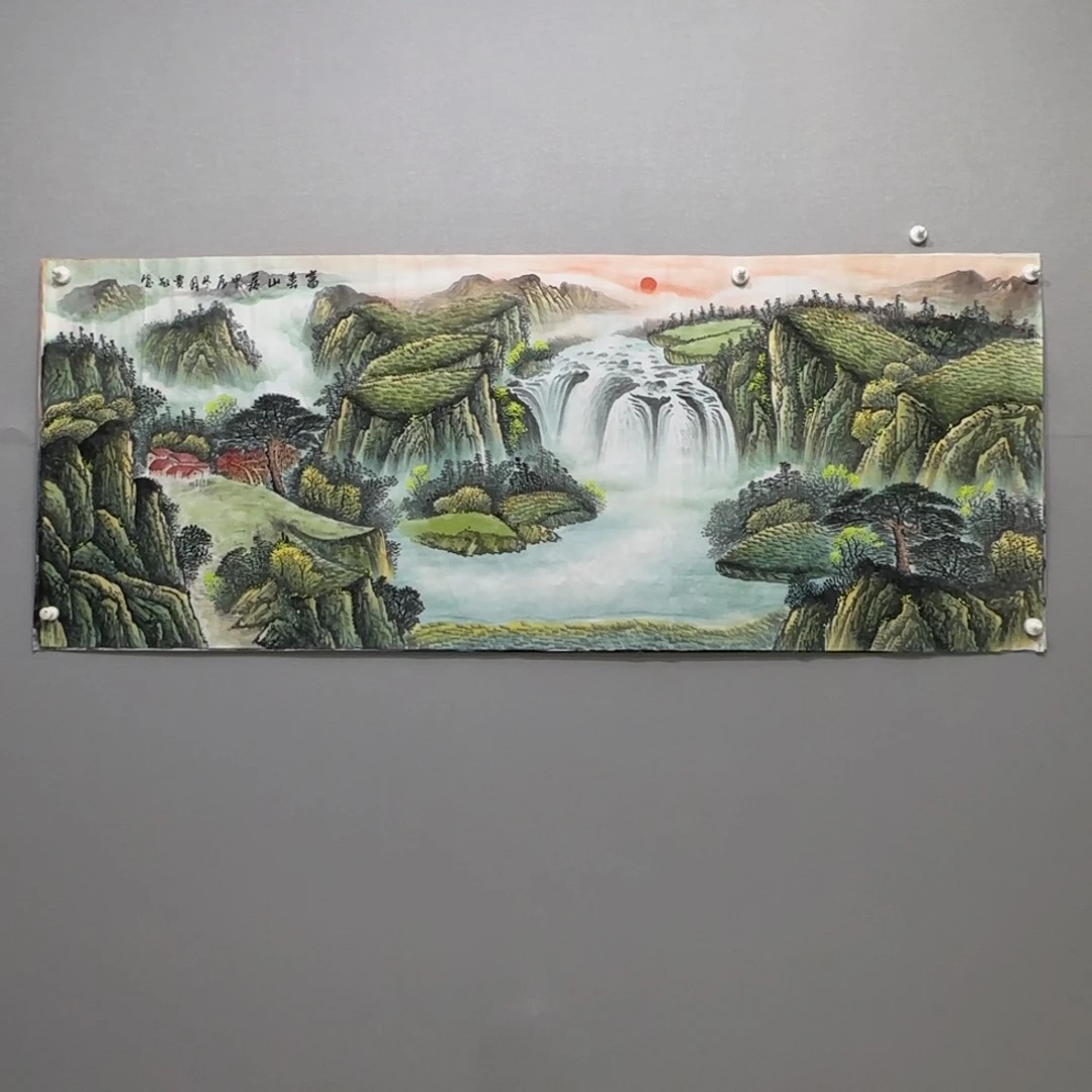 国画横幅六尺精品山水贾敏