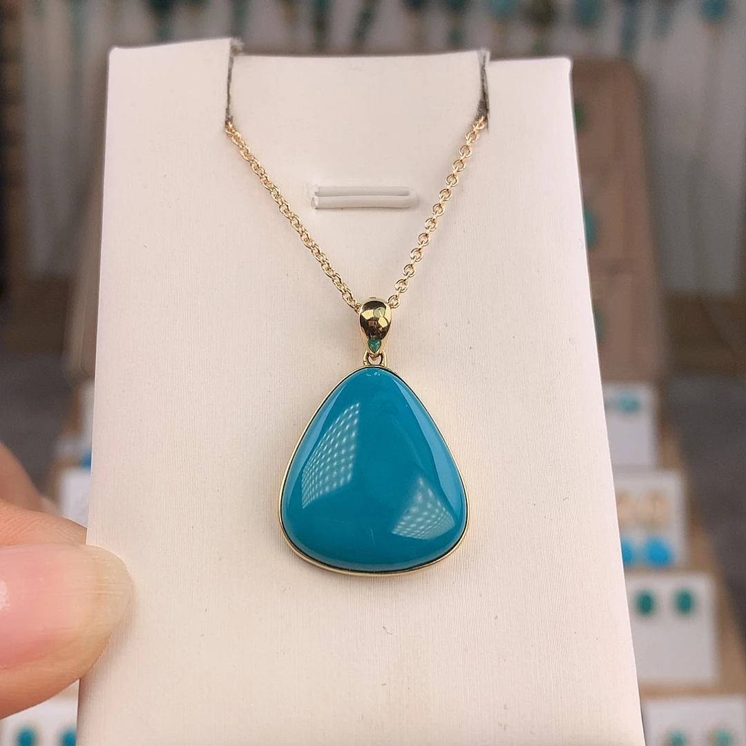 绿松石18K金镶嵌吊坠(不含链)