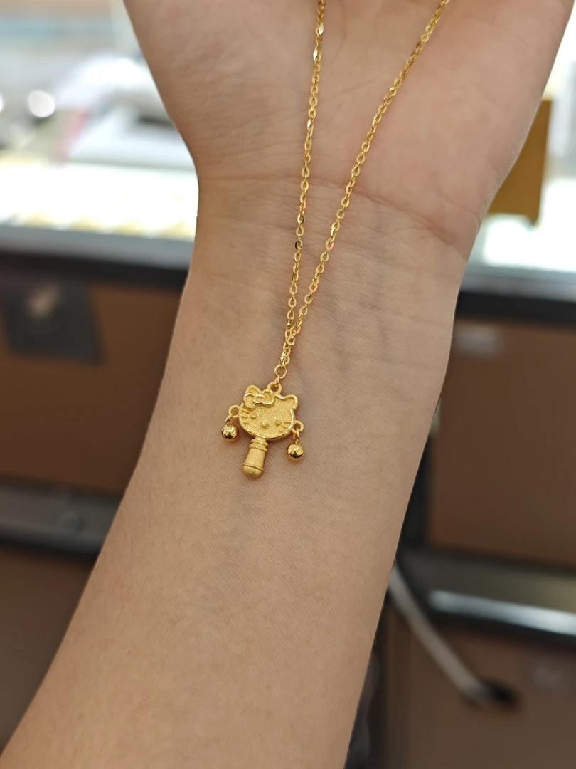 【桃觅】足金999KT猫咪套链