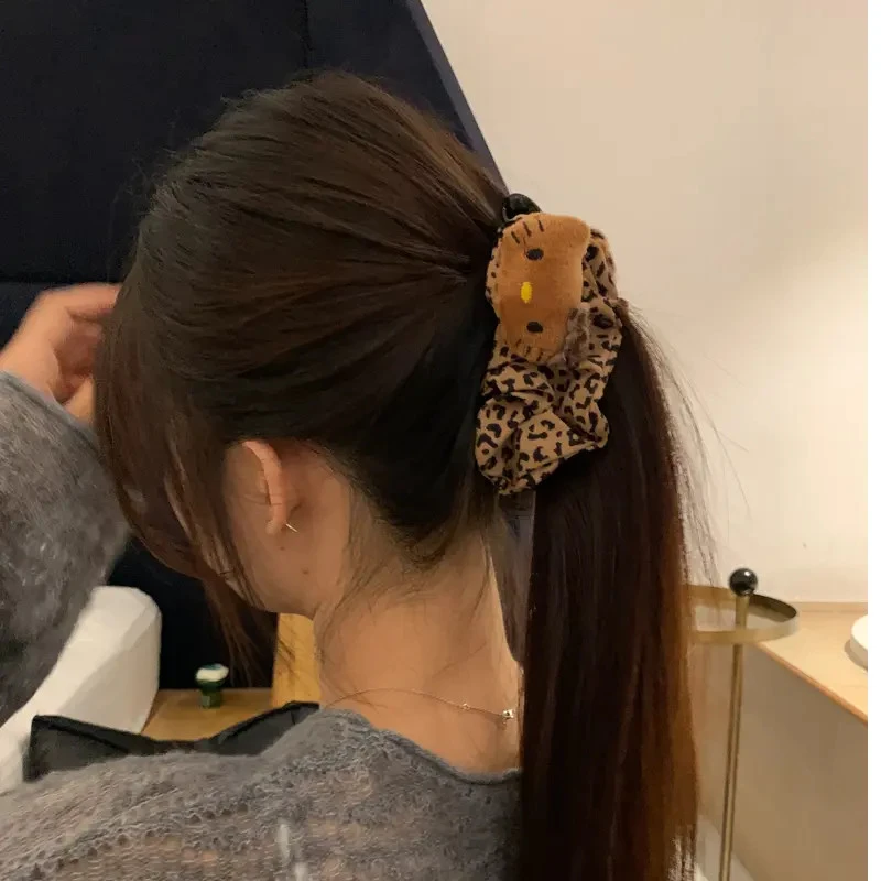 元气满满可爱豹纹黑皮kitty香蕉夹网红韩系ins风百搭可爱抓夹