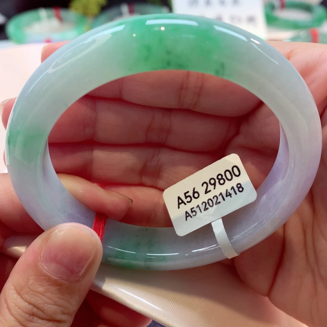 未镶嵌手镯翡翠白底青完美捡漏17号11