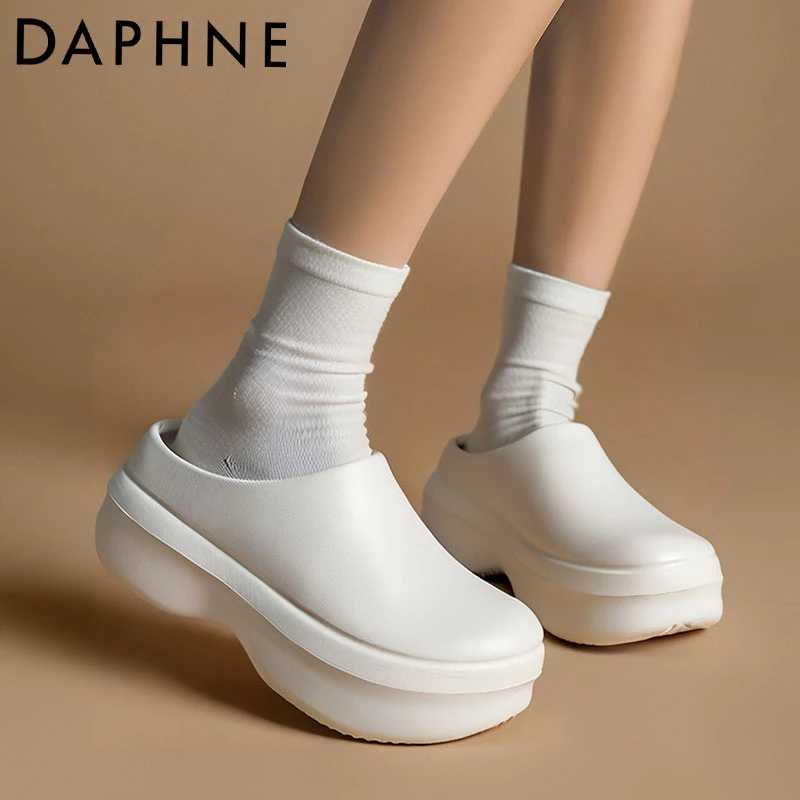 Daphne/达芙妮厨师鞋女夏季外穿时尚百搭包头拖鞋一脚蹬女士凉鞋
