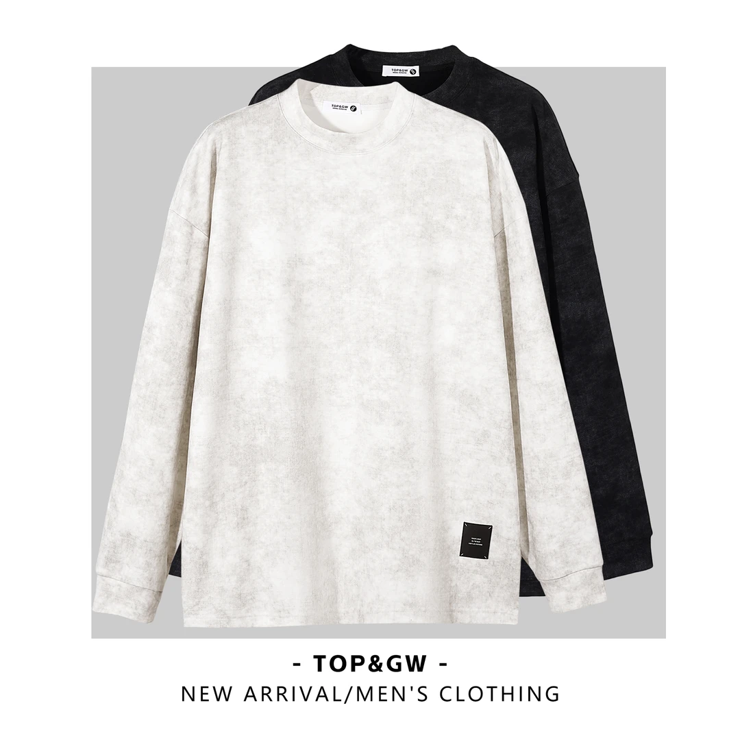 秋冬大码圆领德绒设计感百搭美式复古加绒休闲卫衣8618上衣