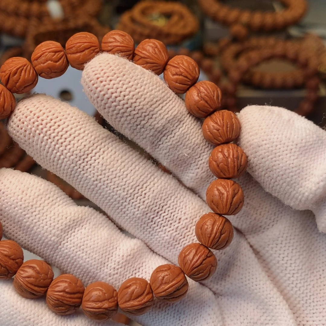 敏***姐桃核手串秦岭龙纹