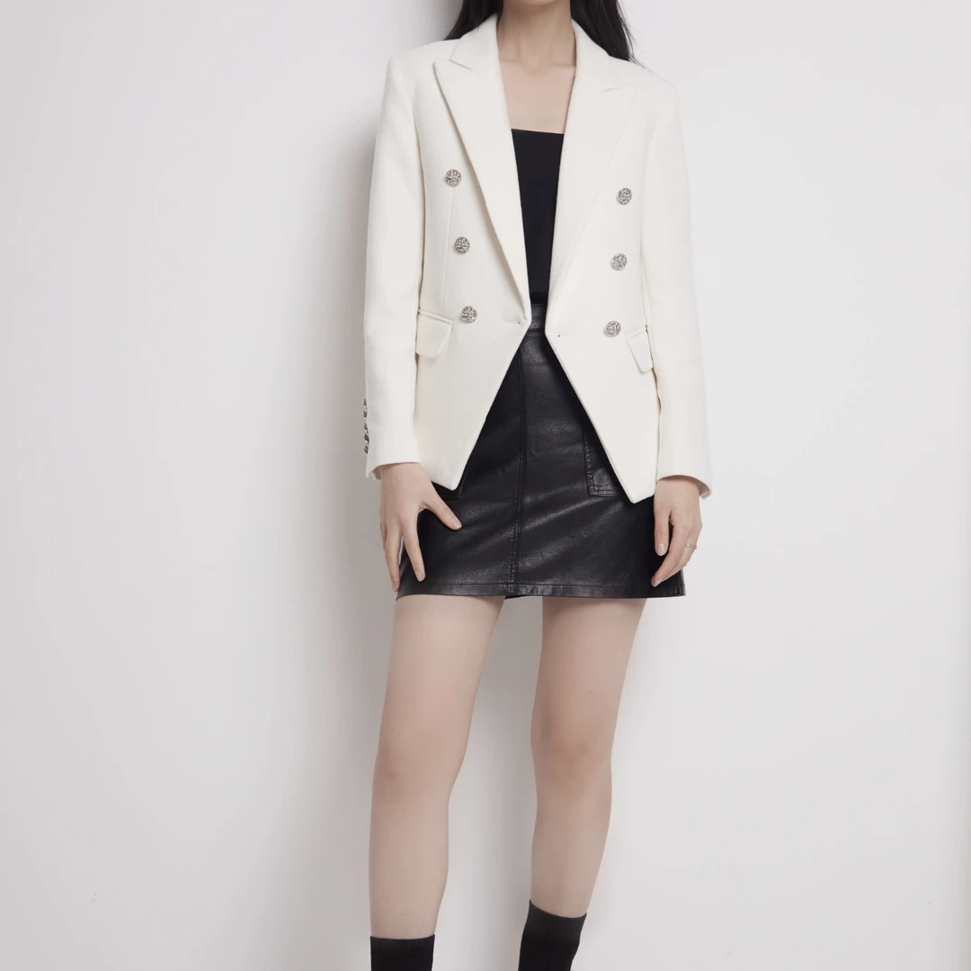 99新 BALMAIN/巴尔曼 bk148 SS22双排扣银扣西装外套 38码