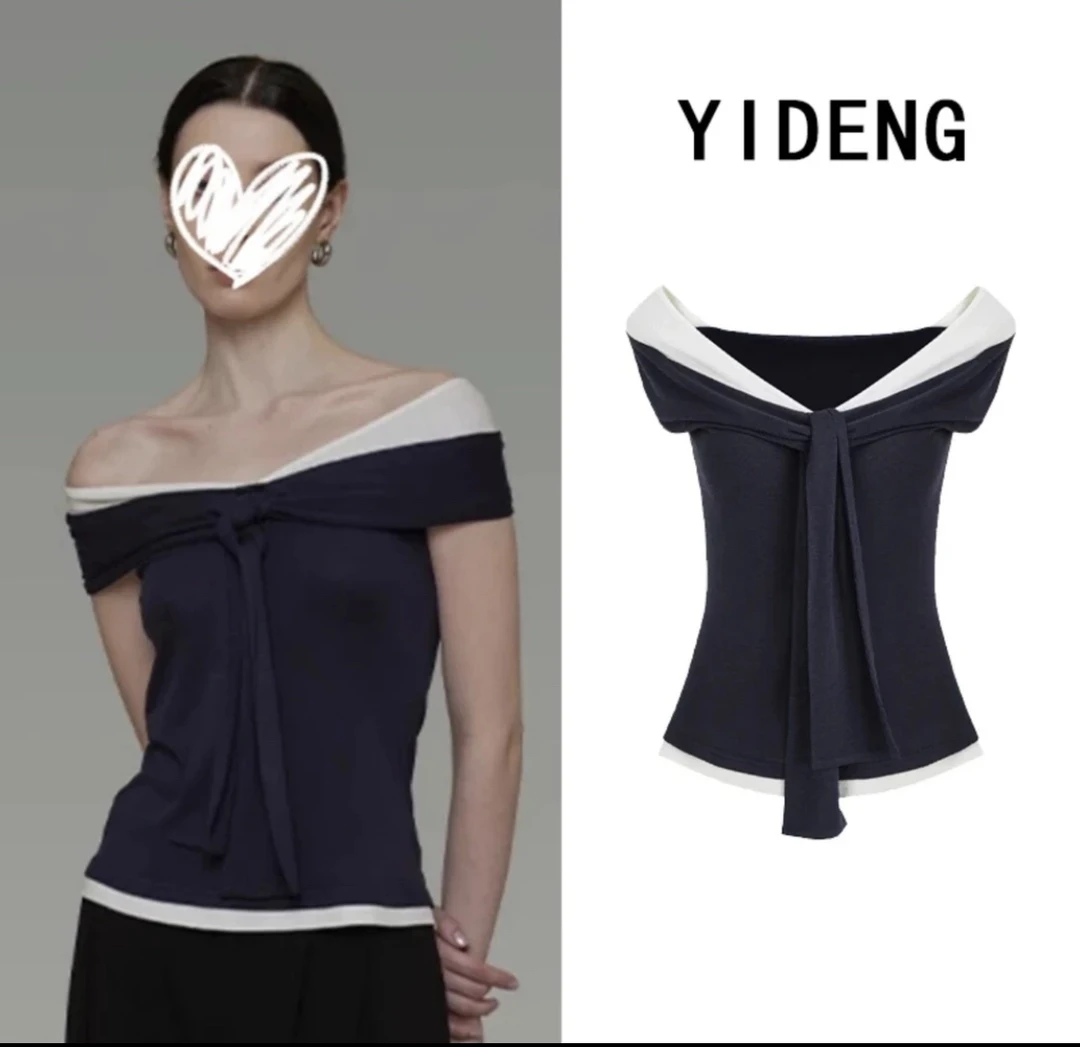 短信T恤女夏季2025新款系带短款纯欲百搭修身上衣