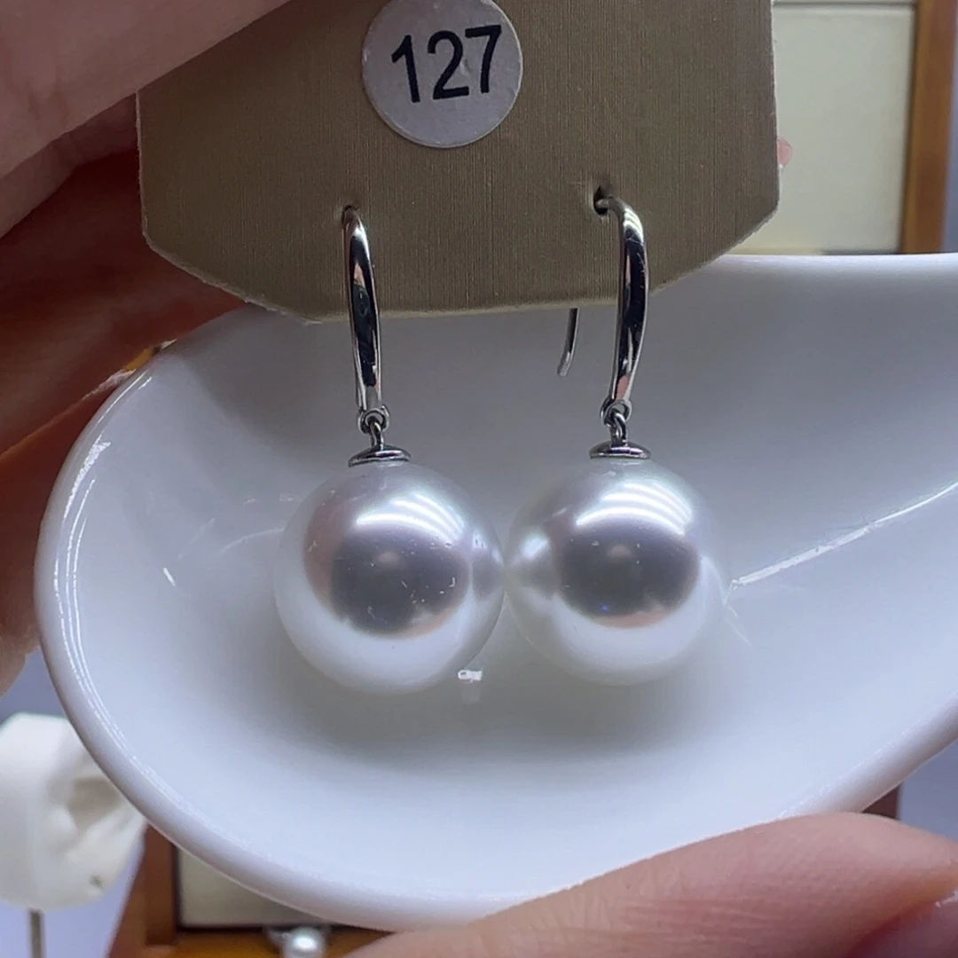 淡水珍珠银S925镶嵌耳饰