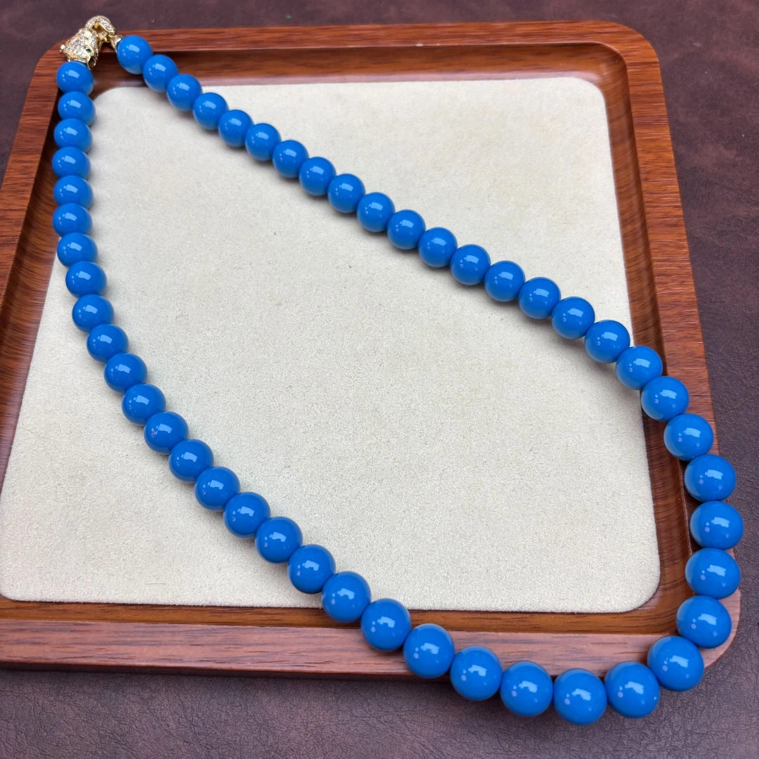 非金属珐琅项链 蓝色 1.0mi圆珠项链 B73