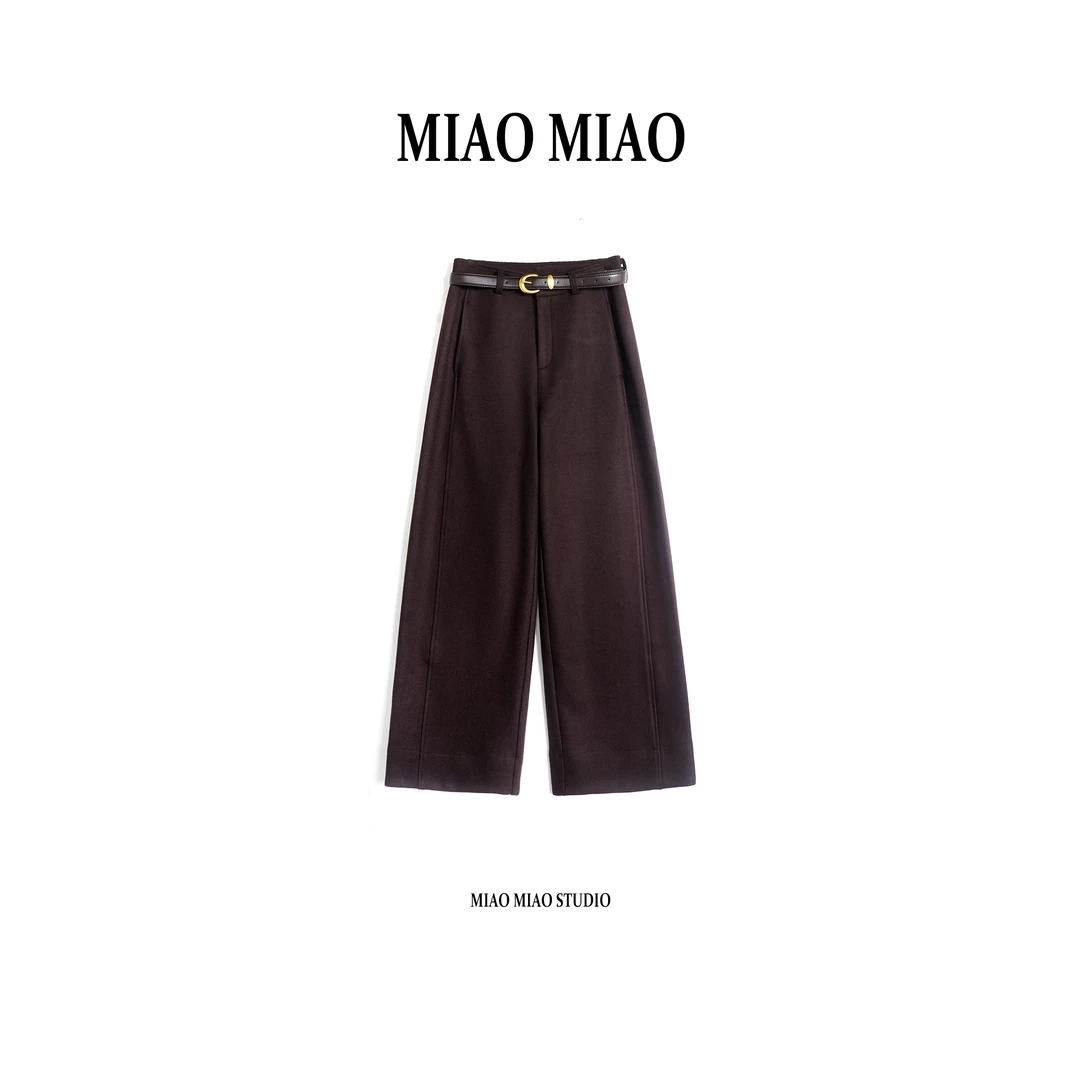 【岚恒】徐淼淼秋冬穿搭绵羊毛时尚百搭简约纯色通勤休闲裤CE1513