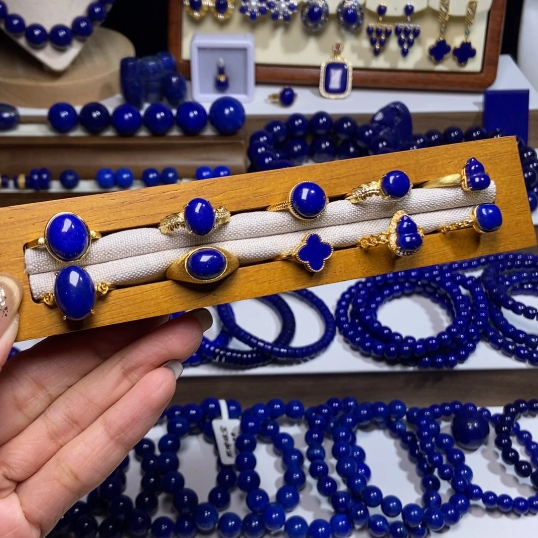 青金石银S925镶嵌戒指多样性发其一 下单备注款式