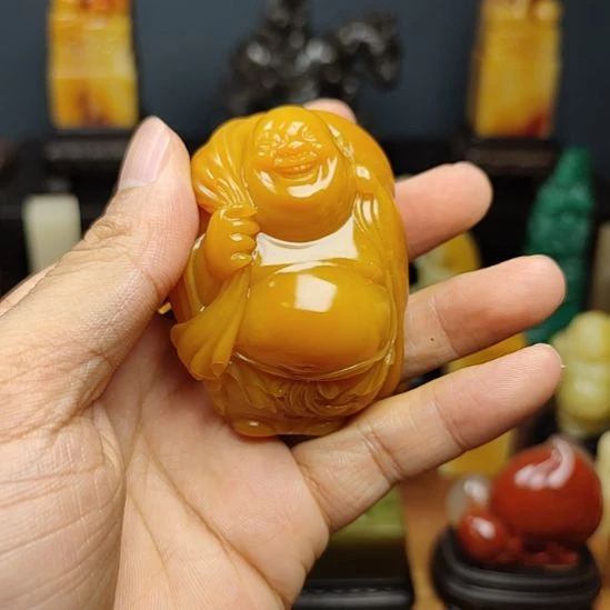 守***言寿山石北部黄摆件摆件