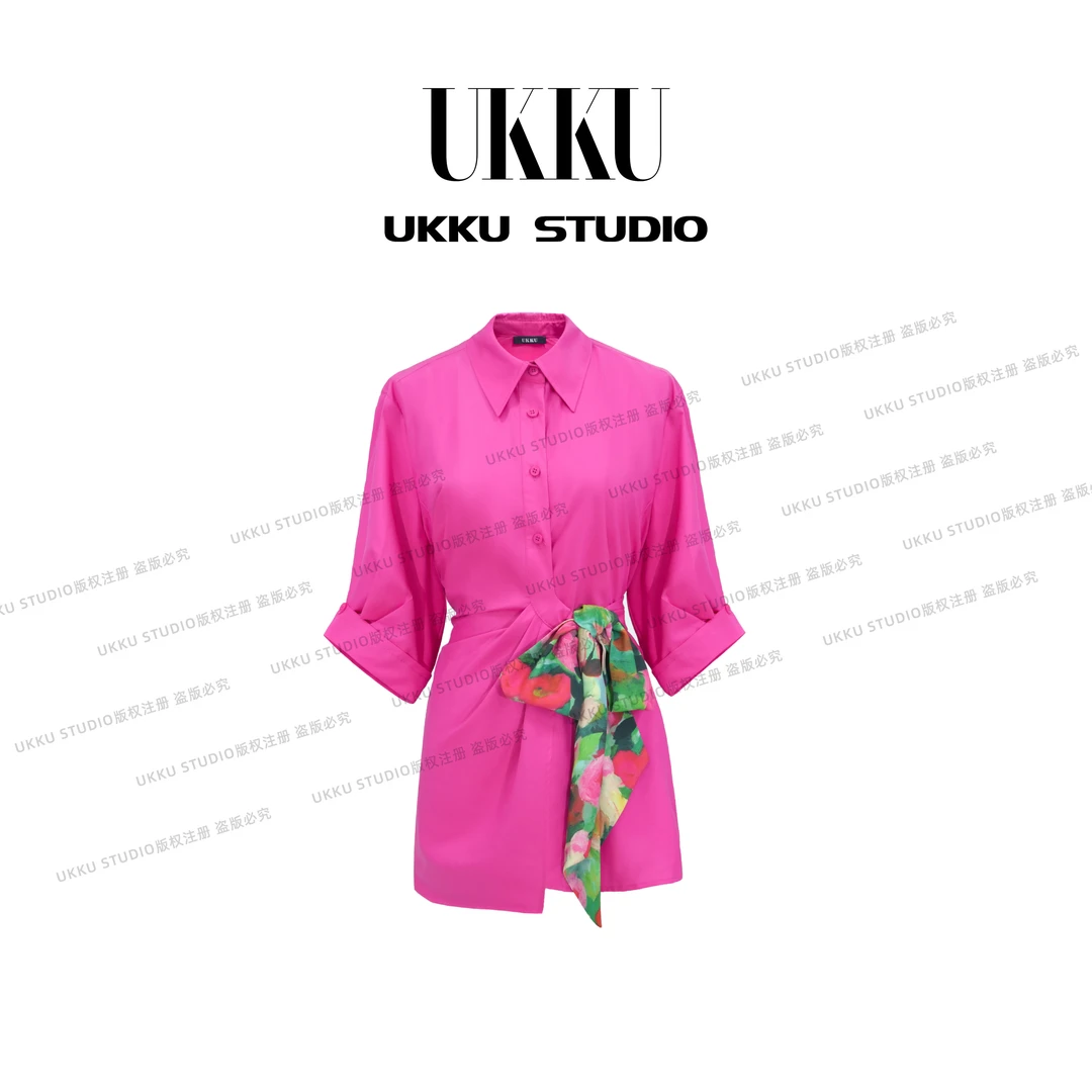 沐【UKKUSTUDIO】设计师气质轻奢休闲时尚百搭显瘦衬衣314496