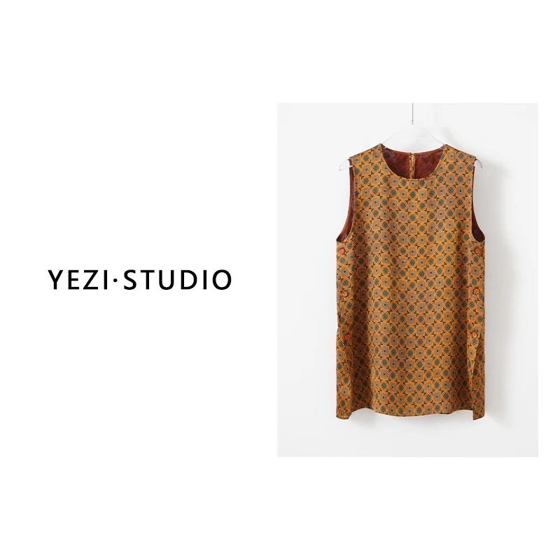 【夏韵东方】2025中古质感奥黛风真.丝香云.纱连衣裙25234050