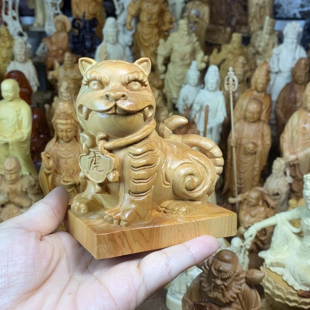 木崖柏10虎爷摆件