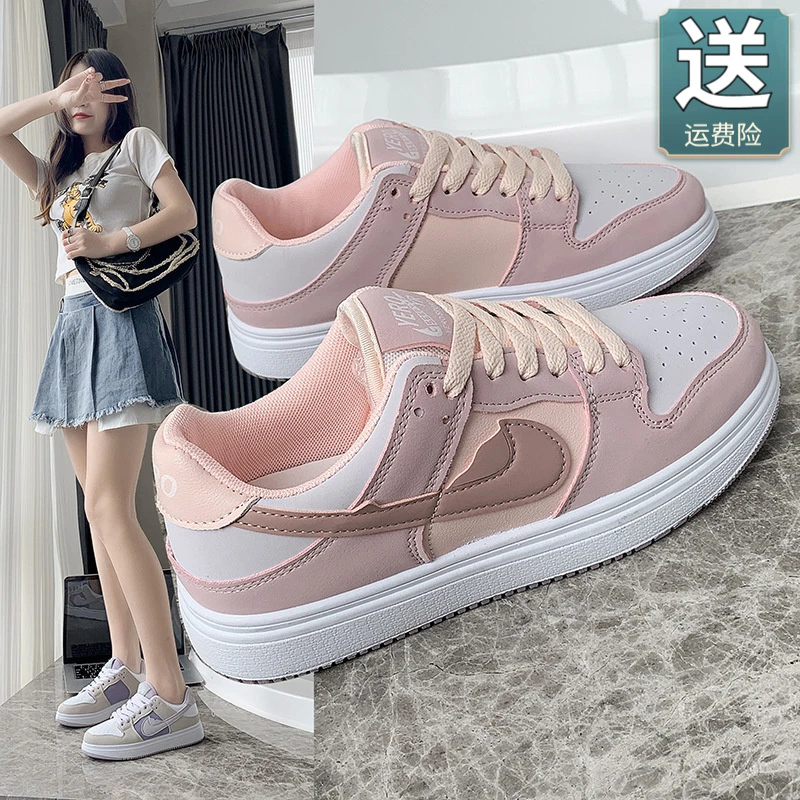 莆田女鞋空军低帮板鞋黑白樱花粉空军一号百搭潮流aj运动鞋小众