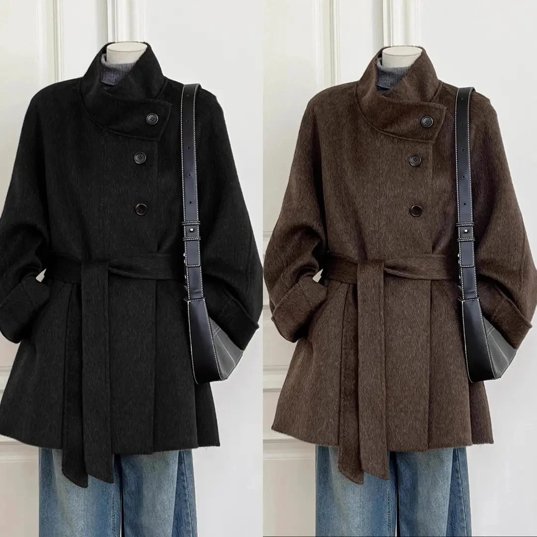 呢子大衣毛呢超好看冬季收腰独特女2025新款加厚外套胖mm大码短款
