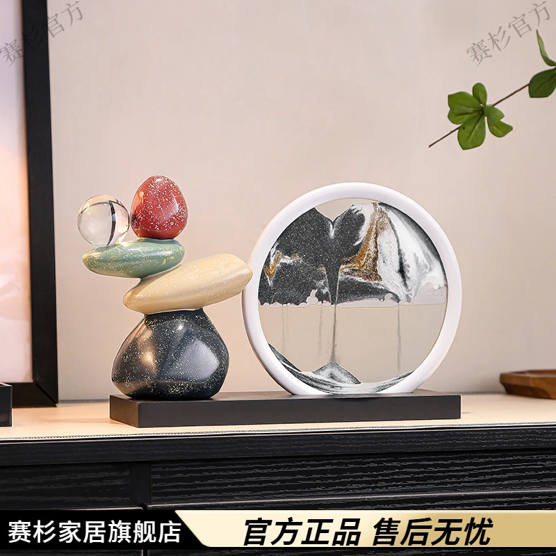 时来运转流沙画高级感摆件办公室客厅玄关电视柜创意旺事业装饰品