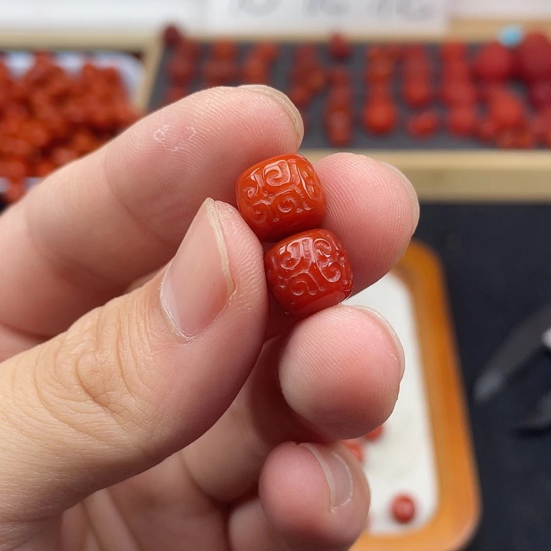 南红玛瑙10号瓦西火焰红卡10老型回纹珠未镶嵌