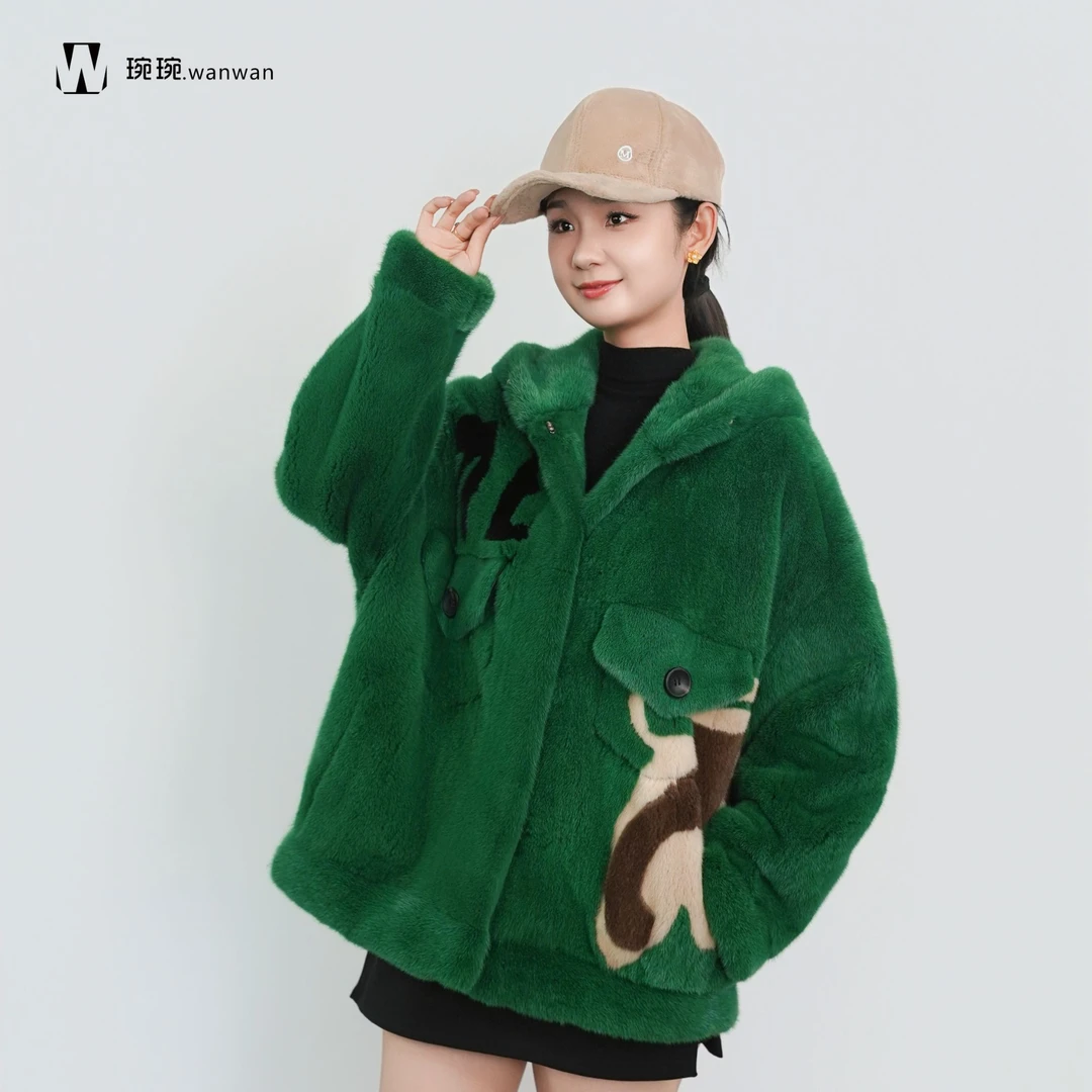 三髦【琬琬.wanwan】“Angel抠花”设计师进口水貂皮草外套