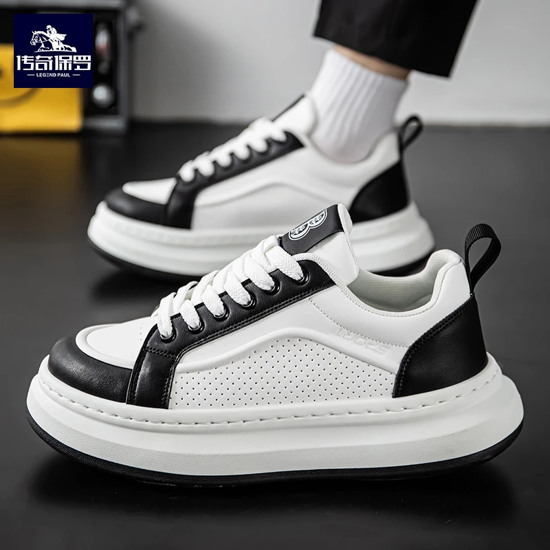 传奇保罗男鞋夏季新款透气低帮小白鞋轻便软底百搭男士休闲运动鞋