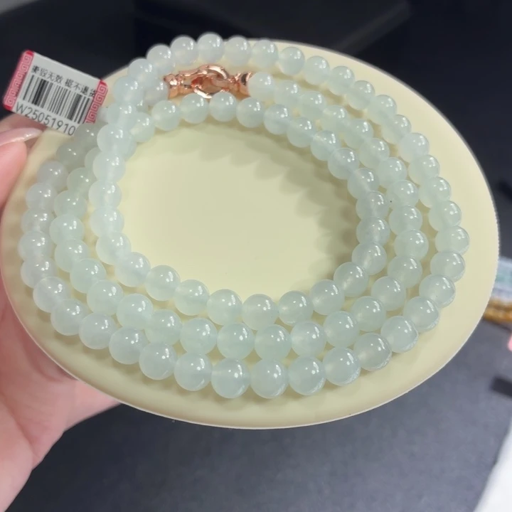 翡翠未镶嵌手链冰胶浅晴底卡7